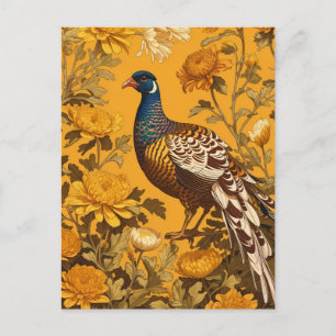 Eleganter Fasan, inspiriert von William Morris Postkarte