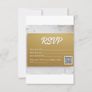 Eleganter Faux-Goldfolien-Script-QR-Code-Hochzeits RSVP Karte