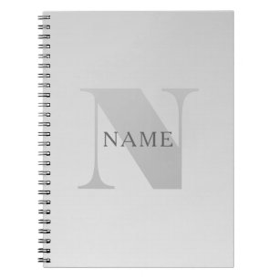 Eleganter Faux-Silber-Grau-Verlauf-Monogramm-Klass Notizblock