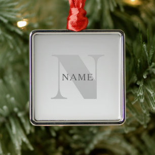 Eleganter Faux-Silber-Grau-Verlauf-Monogramm-Klass Ornament Aus Metall