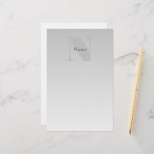 Eleganter Faux-Silber-Grauer Farbverlauf Monogramm Briefpapier