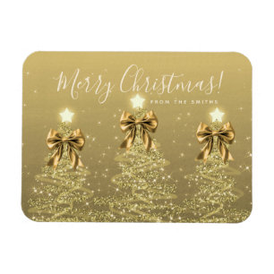 Eleganter Feiertags-Gold-Weihnachtsbaum-Gruß  Magnet