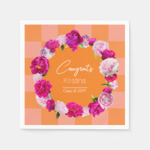 Eleganter, feiner Blumenorange und rosa Karo Absch