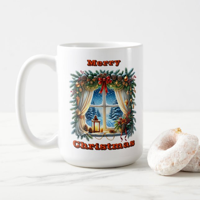Eleganter festlicher Fensterarm Kaffeetasse (Mit Donut)