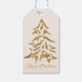 Eleganter festlicher Goldbaum Frohe Weihnachten Geschenkanhänger
