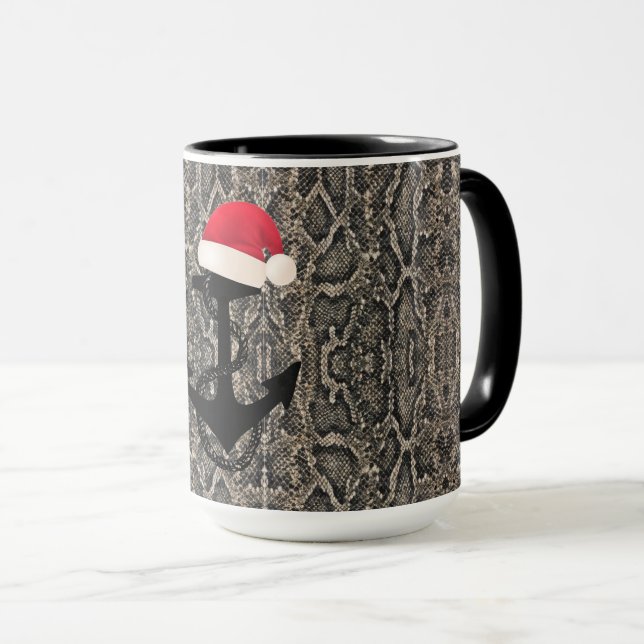 eleganter festlicher Schlangenhautdruck mit ANCHOR Tasse (VorderseiteRechts)