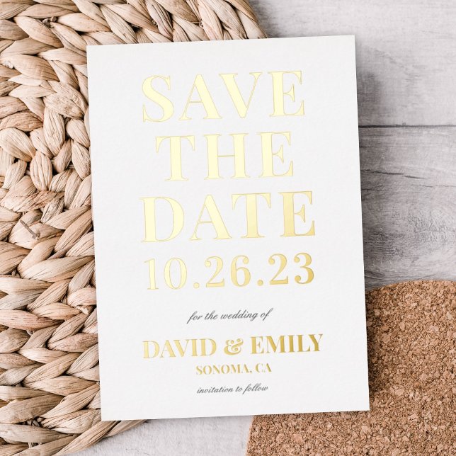Eleganter Fetttyp Wedding Save the Date Foil Card Folieneinladung (Von Creator hochgeladen)