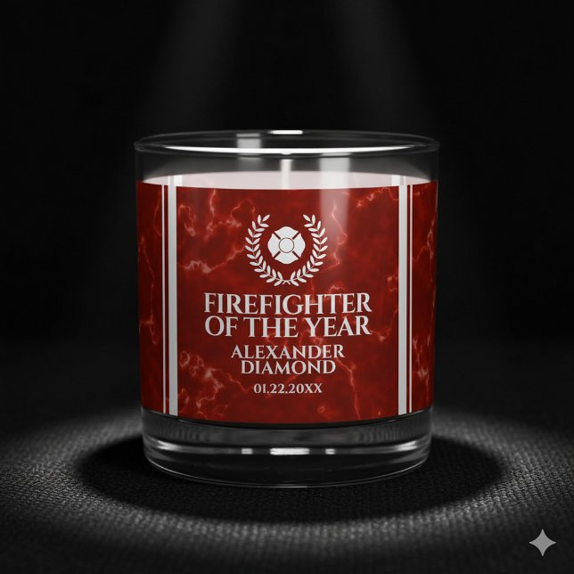 Eleganter Feuerwehrmann des Jahres Roter Marmor Whiskyglas (Elegant Firefighter of the Year Rocks Glass Cover Photo)