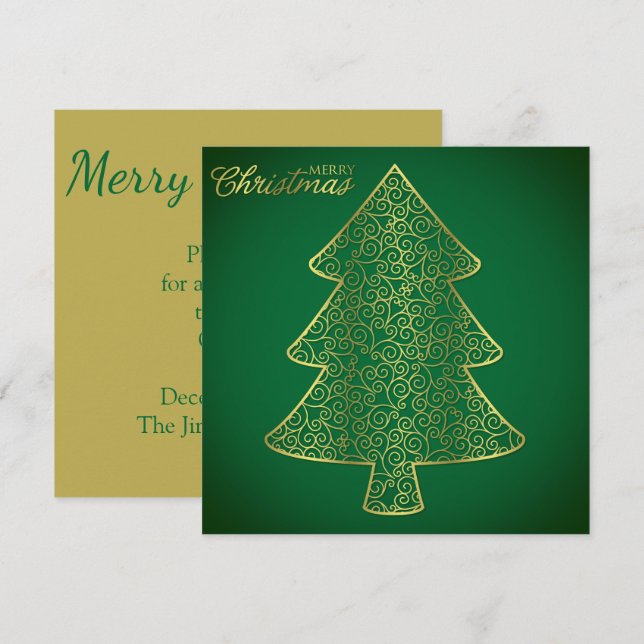 Eleganter filigraner Weihnachtsbaum Einladung (Vorne/Hinten)