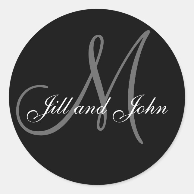 Eleganter First Names und Initial Monogram Aufkleb Runder Aufkleber (Vorderseite)