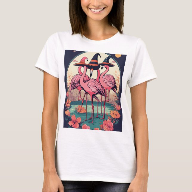 Eleganter Flamingo Illustration T - Shirt (Vorderseite)