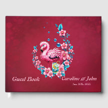 Eleganter Flamingo mit tropischen Blume.