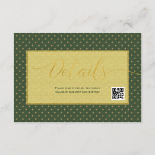 Eleganter Fleur-de-Lis-Hochzeitsgastdetails-QR-Cod Begleitkarte