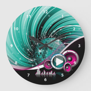 Eleganter flippiger Girly Disco-Ball-Vektor Große Wanduhr