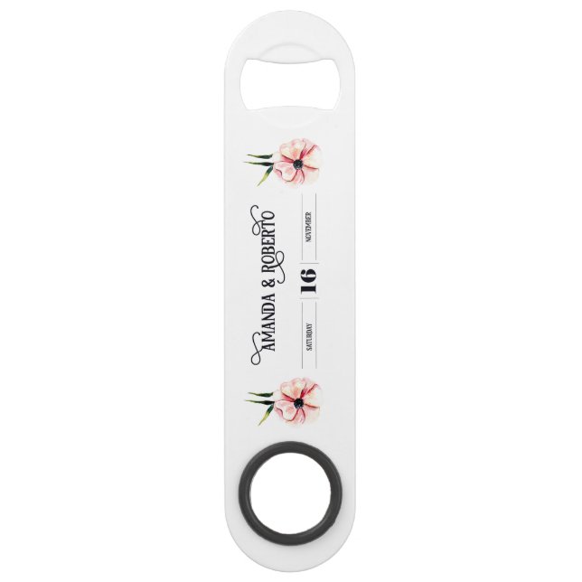 Eleganter Flora Wedding Bottle Opener Speed Flaschenöffner (Vorderseite)