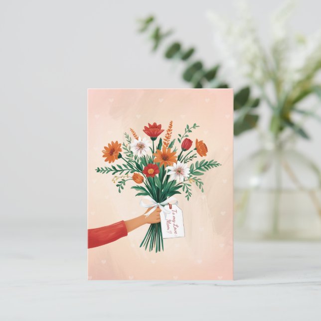 Eleganter Floral Bouquet Muttertag Postkarte (Stehend Vorderseite)