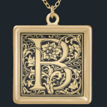 Eleganter Floral Monogram Letter B Vergoldete Kette<br><div class="desc">Cooles B-Muster für ein Monogramm,  elegant Wirbel für die Größe. Bitte fordern Sie eine beliebige Farbe und jeden Buchstaben an.</div>