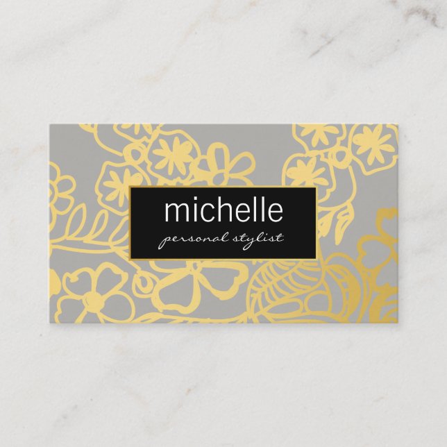 Eleganter Floral Print Personal Stylist Visitenkarte (Vorderseite)