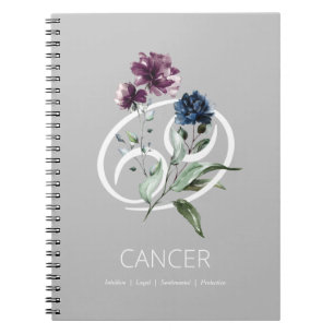 Eleganter Floral Zodiac Star Gebärmutterhalskrebs Notizblock