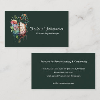 Eleganter florale Gehirn-Psychotherapeut Psycholog Visitenkarte