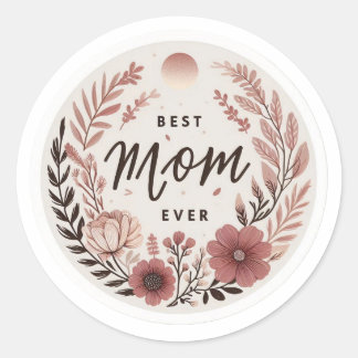 Eleganter floraler Best-Mom-Ever-Rundum-Geschenkau Runder Aufkleber