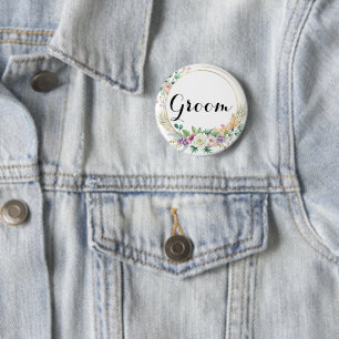 Eleganter floraler Bräutigam-Anstecker – Benutzerd Button