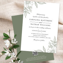 Eleganter floraler Corners Wedding Sage Green QR C