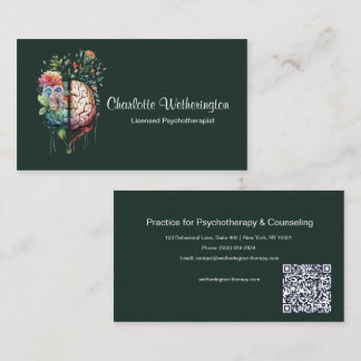 Eleganter Floraler Gehirn-Psychotherapeut Psycholo Visitenkarte