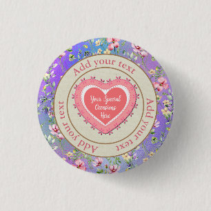 Eleganter, floraler Herzrahmen: für jeden Anlass Button