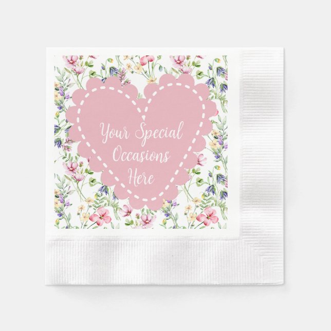 Eleganter, floraler Herzrahmen: für jeden Anlass Serviette (Vorderseite)
