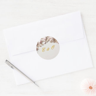 Eleganter Floraler Hochzeits-Rundsticker Runder Aufkleber