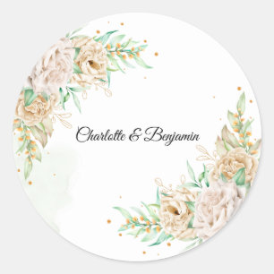 Eleganter floraler Hochzeitsgeschenk-Aufkleber Runder Aufkleber