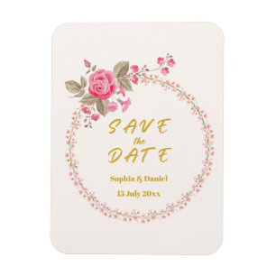 Eleganter floraler Hochzeitsmagnet zum Vormerken Magnet