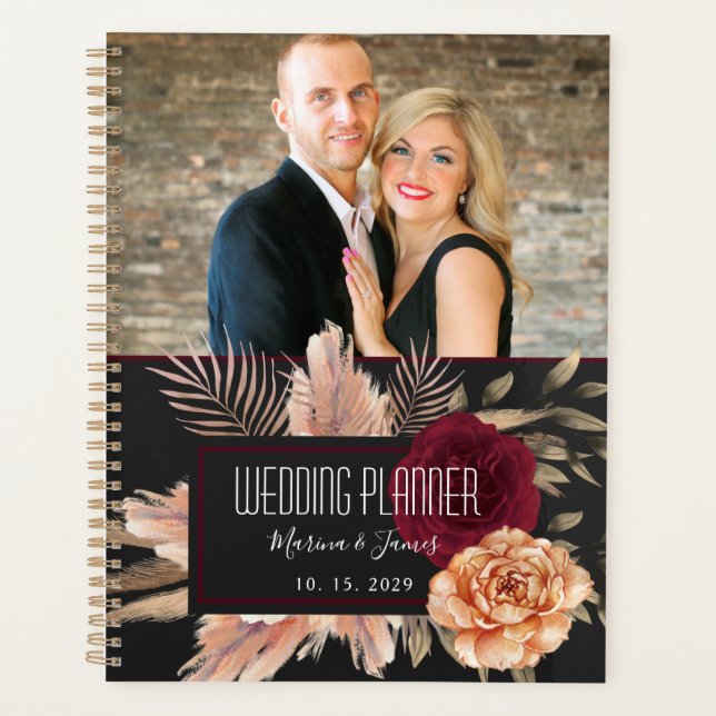 Eleganter floraler Hochzeitsplaner für Foto Planer (Vorderseite)