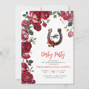 Eleganter Floraler Hufeisen Kentucky Derby Brautsc Einladung