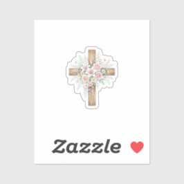 Eleganter floraler Kreuz-Pastell-Frühlings-Oster-A Aufkleber
