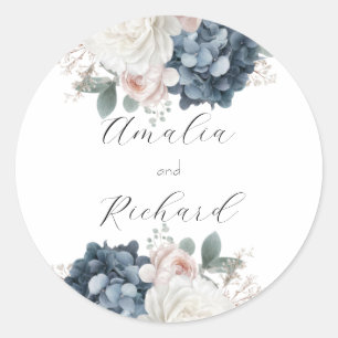 Eleganter Floraler Personalisierter Hochzeit-Aufkl Runder Aufkleber