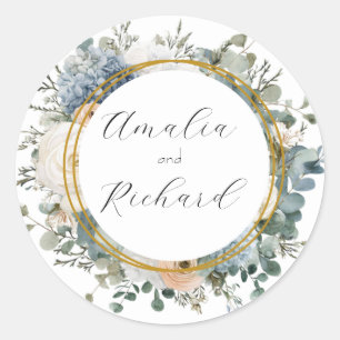 Eleganter Floraler Personalisierter Hochzeit-Aufkl Runder Aufkleber