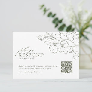 Eleganter floraler Salbei-Hochzeit QR-Code RSVP Karte