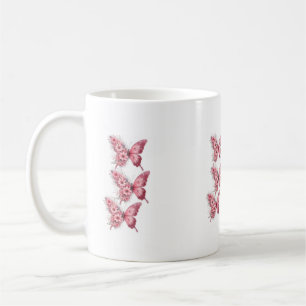 Eleganter Floraler Schmetterling Rosa – Aquarell-I Kaffeetasse