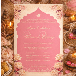 Eleganter Floraler Sikh Anand Karaj Einladung