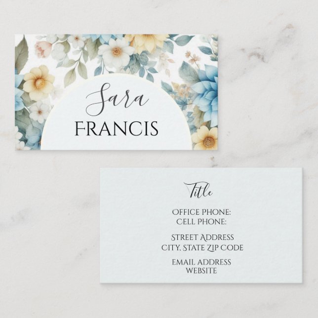 Eleganter floraler Standard, 3,5" x 2,0" Visitenka Visitenkarte (Vorne/Hinten)