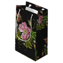 Eleganter floraler Stickereimuster Schwarzer Hinte