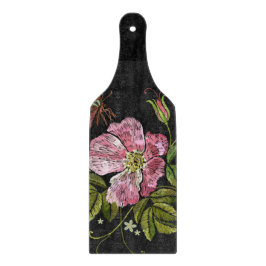 Eleganter floraler Stickereimuster Schwarzer Hinte Schneidebrett