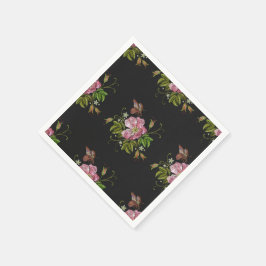Eleganter floraler Stickereimuster Schwarzer Hinte Serviette