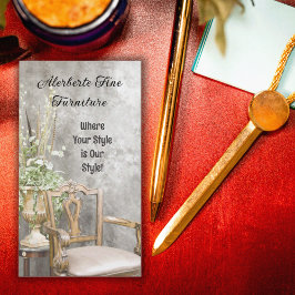 Eleganter, floraler und Extravaganter Stuhl Vertik Visitenkarte