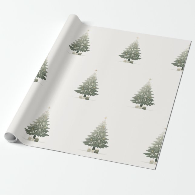 Eleganter floraler Weihnachtsbaum Geschenkpapier (Ungerollt)