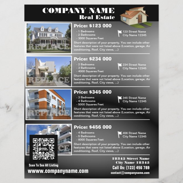 Eleganter Flyer mit weißem QR-Code (QR452) (Vorne)