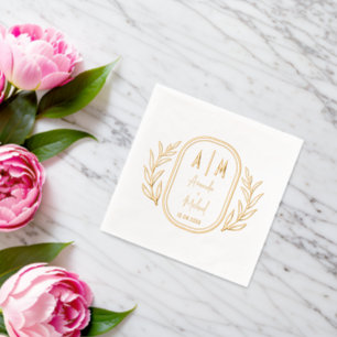 Eleganter Foil Stamps mit Monogrammen. Servietten Mit Folie