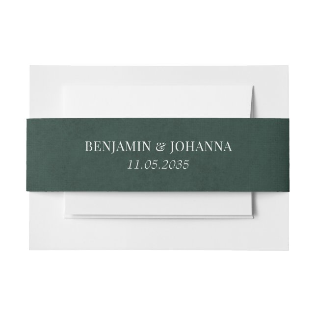 Eleganter Forest Green Wedding Custom Einladungsbanderole (Vorderseite Beispiel)